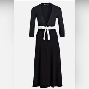 Maje Black Knit Wrap Dress with White Tie